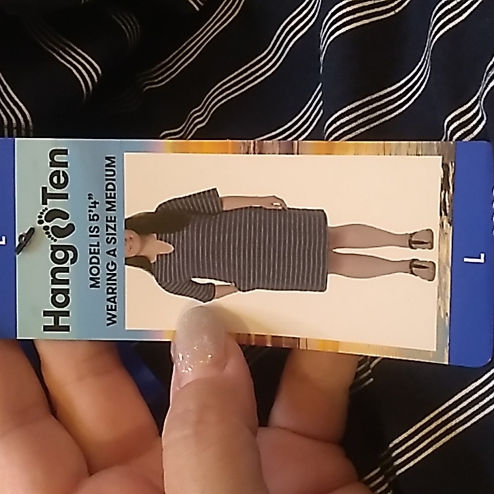 Hang Ten UV Protection UPF 50+ Blue & White Dress w Pockets Women's Large - Picture 5 of 6